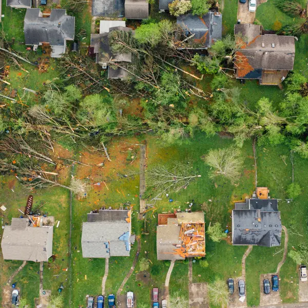 hurricane damages in a small neighborhood